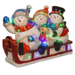 41" White Pre-Lit Sledding Snowman Outdoor Christmas Decor