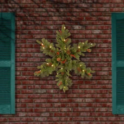 Christmas Central 32" Pre-Lit Spruce Snowflake Berries And Pine Cones Artificial Christmas Wreath - LED Lights -Ornaments Store dnat cw7 306 32sb4 1 2 28307.1631812636