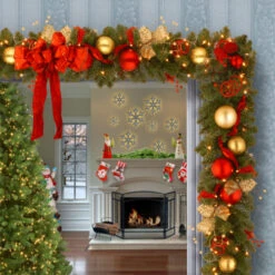 Christmas Central 9' X 12" Pre-Lit Evergreen With Bow Artificial Christmas Garland, Clear Lights 6 Christmas Central 9' X 12" Pre-Lit Evergreen With Bow Artificial Christmas Garland, Clear Lights -Ornaments Store dnat dc13 104l 9b 2 18986.1665260243