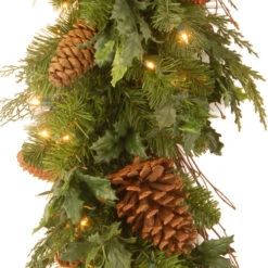 Christmas Central 6' X 12" Pre-Lit Decorative Collection Juniper Mix Pine Artificial Christmas Garland - Warm White LED Lights -Ornaments Store dnat dc13 113l 6b 1s 3 85607.1664293524