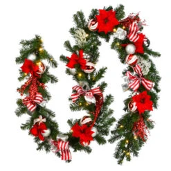Christmas Central 9' X 14" Pre-Lit Battery Operated Artificial Christmas Garland, White LED Lights