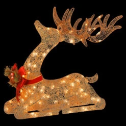 31" Pre-lit LED Champagne Gold Resting Reindeer Christmas Decor -Ornaments Store dnat df 105009u 2 62773.1638917654