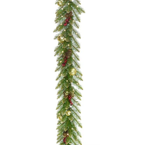Christmas Central 9' X 10" Pre-Lit Glittery Gold Dunhill Artificial Christmas Garland – Warm White LED Lights 3 Christmas Central 9' X 10" Pre-Lit Glittery Gold Dunhill Artificial Christmas Garland – Warm White LED Lights
