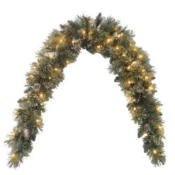 Christmas Central 6' X 1" Pre-Lit Glittery Bristle Pine Mantel Artificial Christmas Swag, Clear Lights