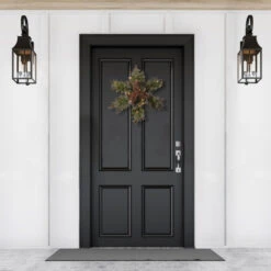 Christmas Central Pre-Lit Frosted Pinecone Artificial Christmas Star Wreath, 14-Inch, White Lights -Ornaments Store dnat gb1 300l 14sb 1 3 41205.1664990321