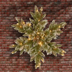 Christmas Central 32" Pre-Lit Glittery Bristle Pine Snowflake, LED Lights -Ornaments Store dnat gb3 300 32s b 3 77669.1670489774