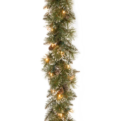 72" Pre-Lit Glittery Bristle Pine Artificial Christmas Garland - LED Lights Battery Operated 3 72" Pre-Lit Glittery Bristle Pine Artificial Christmas Garland - LED Lights Battery Operated