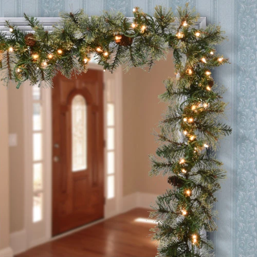 Christmas Central 9' X 10" Pre-Lit Pinecones And Glitter Artificial Christmas Garland, Clear Lights 4 Christmas Central 9' X 10" Pre-Lit Pinecones And Glitter Artificial Christmas Garland, Clear Lights - Image 2