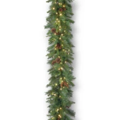 Christmas Central 9' X 18" Pre-Lit Garwood Spruce Artificial Christmas Garland, White LED Lights