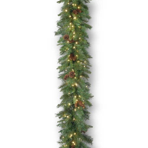 Christmas Central 9' X 18" Pre-Lit Garwood Spruce Artificial Christmas Garland, White LED Lights 3 Christmas Central 9' X 18" Pre-Lit Garwood Spruce Artificial Christmas Garland, White LED Lights