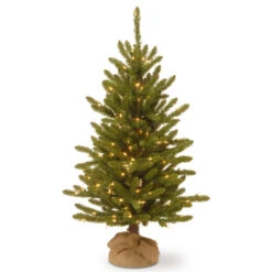 Christmas Central 4’ Pre-lit Kensington Burlap Artificial Christmas Tree, Clear Lights