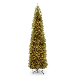 Christmas Central 10โ Pre-lit Slim Kingswood Fir Artificial Christmas Tree, Clear Lights