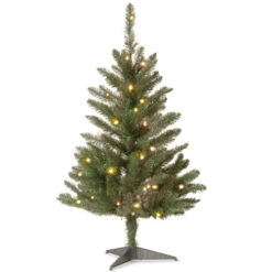 Christmas Central 3’ Pre-lit Kingswood Fir Pencil Artificial Christmas Tree, Clear Lights