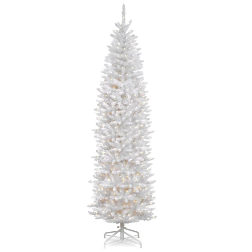 Christmas Central 9' Pre-Lit White Pencil Kingswood Fir Artificial Christmas Tree, Clear Lights 3 Christmas Central 9' Pre-Lit White Pencil Kingswood Fir Artificial Christmas Tree, Clear Lights