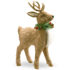 19" Brown And White Standing Reindeer Tabletop Christmas Decor