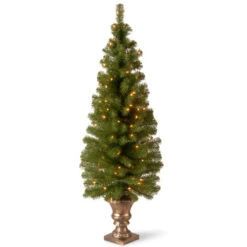 Christmas Central 5’ Pre-Lit Potted Montclair Spruce Christmas Tree, Clear Lights