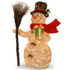 35" White Snowman Holding Gift And Broom Table Topper - Clear Lights -Ornaments Store dnat mzwr 35lo 01 58426.1631811187