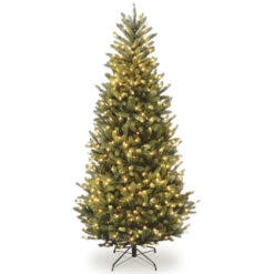 Christmas Central 7’ Pre-Lit Slim Natural Fraser Fir Artificial Christmas Tree, Multicolor Lights