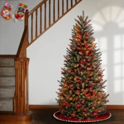 Christmas Central 9' Pre-Lit Slim Natural Fraser Fir Artificial Christmas Tree, Multicolor Lights -Ornaments Store dnat naffslh1 90rlo 3 56918.1631810844