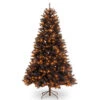 Christmas Central 6.5’ Pre-Lit North Valley Black Spruce Artificial Christmas Tree - Orange Lights