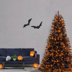 Christmas Central 6.5’ Pre-Lit North Valley Black Spruce Artificial Christmas Tree - Orange Lights -Ornaments Store dnat nrvk7 363 65 3 44364.1665347956