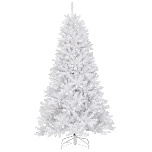 Christmas Central 7.5’ Pre-Lit White Slim North Valley Spruce Artificial Christmas Tree, Clear Lights 3 Christmas Central 7.5’ Pre-Lit White Slim North Valley Spruce Artificial Christmas Tree, Clear Lights