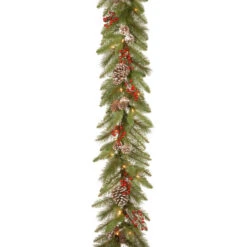 9' X 12" Pre-Lit Bristle Berry Artificial Christmas Garland - Clear Lights