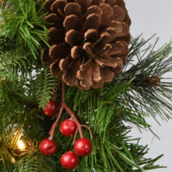 Christmas Central 9' X 10" Pre-Lit Berries And Pinecones Artificial Christmas Garland, Clear Lights -Ornaments Store dnat peco4 306 9a 1 2 39140.1665580047