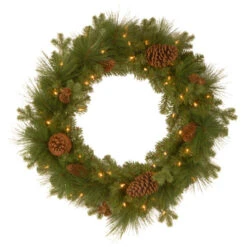 Christmas Central 24" Pre-Lit Eastwood Spruce Artificial Christmas Wreath, White LED Lights