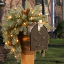 Christmas Central 36" Pre-Lit Arctic Spruce Mailbox Swag, Clear LED Lights 7 Christmas Central 36" Pre-Lit Arctic Spruce Mailbox Swag, Clear LED Lights -Ornaments Store dnat pefa1 307 3m b1 3 29199.1665519662