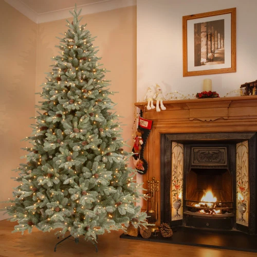 Christmas Central 7.5' Frosted Arctic Spruce Artificial Christmas Tree, Clear Lights 6 Christmas Central 7.5' Frosted Arctic Spruce Artificial Christmas Tree, Clear Lights - Image 4