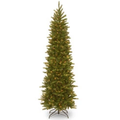 Christmas Central 6.5’ Pre-Lit Pencil Grande Fir Artificial Christmas Tree, Clear Lights