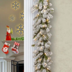 Christmas Central 9' X 12" Pre-Lit Snowy Sheffield Spruce Artificial Christmas Garland, Clear Lights 6 Christmas Central 9' X 12" Pre-Lit Snowy Sheffield Spruce Artificial Christmas Garland, Clear Lights -Ornaments Store dnat pesl3 307 9b 2 72292.1587645147