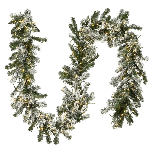 Christmas Central 9' X 12" Pre-Lit Snowy Artificial Christmas Garland - Multicolor LED Lights 3 Christmas Central 9' X 12" Pre-Lit Snowy Artificial Christmas Garland - Multicolor LED Lights