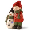 Christmas Central 15" Battery Operated LED Lighted Boy And Snowman Christmas Tabletop Decoration -Ornaments Store dnat pg11 16530b 47690.1587645156