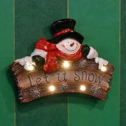 Christmas Central 18.5" Pre-Lit Snowman "Let It Snow" Christmas Wall Sign -Ornaments Store dnat pg11 181005 3 85311.1587645155