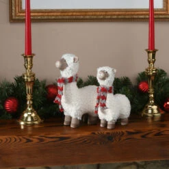 Set Of 2 White And Red Wooly Sheep Tabletop Decor 7.5" 7 Set Of 2 White And Red Wooly Sheep Tabletop Decor 7.5" -Ornaments Store dnat pg11 18333 1 3 10259.1663514099