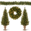 Christmas Central Set Of 4 Pre-Lit Evergreen Artificial Christmas Set, 50 Warm White LED Lights, 9' -Ornaments Store dnat pro7 asst 10 1 78078.1587645158