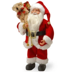 11.75" Red And White Handcrafted Christmas Standing Santa Figurine