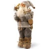 17.5" Gray And Brown Handcrafted Christmas Standing Santa Figurine