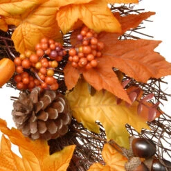Christmas Central Maple Leaves And Pumpkins Halloween Wreath, Orange And Yellow 24-Inch -Ornaments Store dnat rahv 8857732w24 3 08502.1664726076