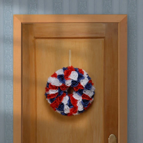 Christmas Central 14" Patriotic Rose Wreath 6 Christmas Central 14" Patriotic Rose Wreath - Image 4