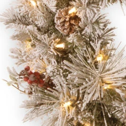 Christmas Central Pre-Lit Snowy Bedford Pine Artificial Christmas Wreath, 30-Inch, LED Lights -Ornaments Store dnat sbe1 308 30wbc1 3 11292.1641512405