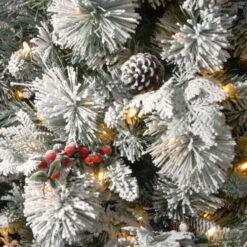Christmas Central 7.5’ Pre-Lit Snowy Bedford Pine Artificial Christmas Tree, White Lights -Ornaments Store dnat sbe1 309 75 3 16078.1631812674