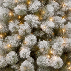 Christmas Central 7.5’ Pre-Lit Slim Snowy Bristle Pine Artificial Christmas Tree, Clear Lights -Ornaments Store dnat snp1 304 75 3 58213.1631810872