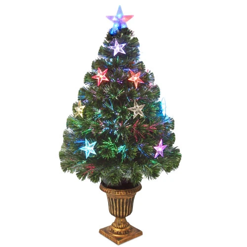 Christmas Central 3' Pre-Lit Potted Pine Medium Artificial Christmas Tree, Multicolor Lights 3 Christmas Central 3' Pre-Lit Potted Pine Medium Artificial Christmas Tree, Multicolor Lights
