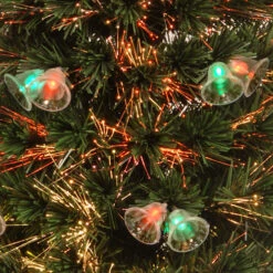 Christmas Central 3' Pre-lit Potted Double Bell Artificial Christmas Tree, Fiber Optic Lights -Ornaments Store dnat szfx7 165l 36 3 34874.1663860523