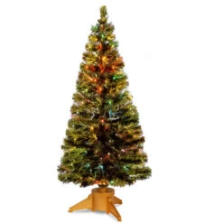6' Pre-Lit Slim Fiber-Optic Artificial Christmas Tree - Multicolor LED Lights