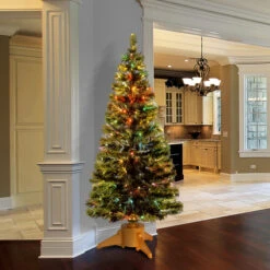 6' Pre-Lit Slim Fiber-Optic Artificial Christmas Tree - Multicolor LED Lights -Ornaments Store dnat szrx7 100l 72 3 50182.1587645143