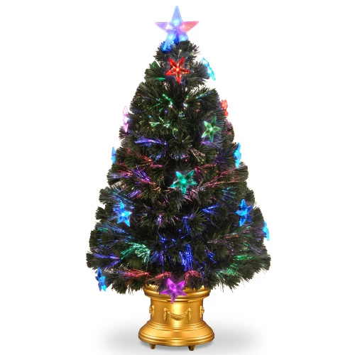 3' Pre-Lit Medium Fiber-Optic Artificial Christmas Tree With Stars - Multicolor LED Lights 3 3' Pre-Lit Medium Fiber-Optic Artificial Christmas Tree With Stars - Multicolor LED Lights